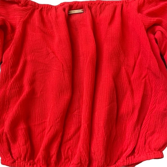 Kendall & Kylie red bell sleeve embroidered cropped top size medium - Picture 5 of 7